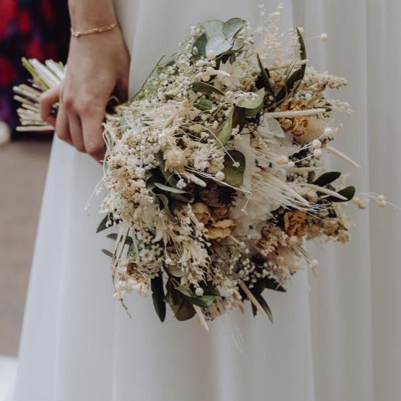 Bouquet de fleurs séchées blanc