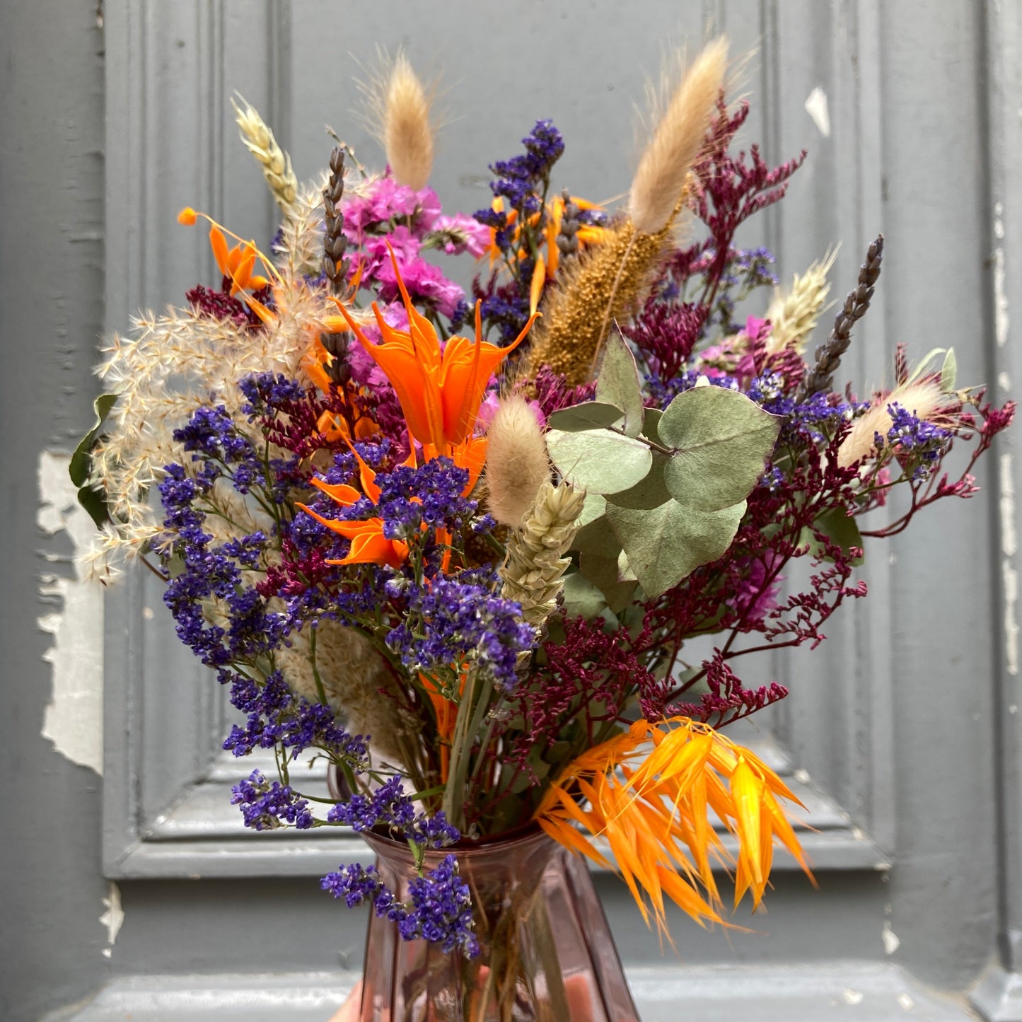 Bouquet de fleurs séchées coloré